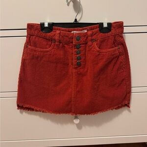 Orange Corduroy Mini Skirt